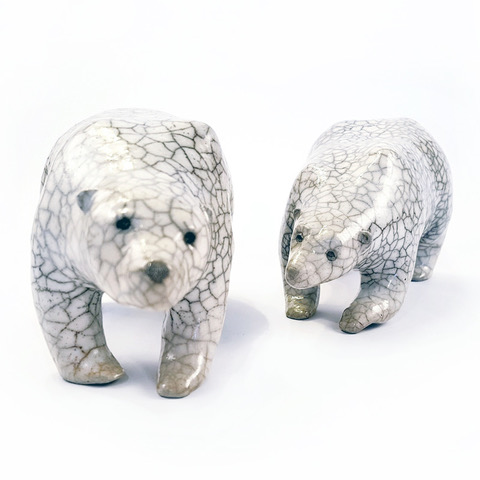 Wilhelmiina Drummond raku fired ceramic polar bears