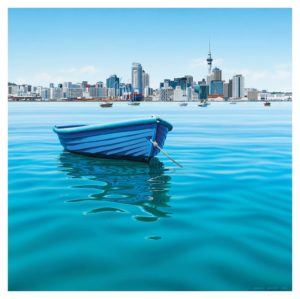 Parnell Gallery Auckland Artwork for sale Blue Dinghy Day, NZ Michelle Bellamy