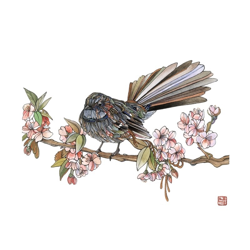 Parnell Gallery Auckland Artwork for sale Kotori Ni (Fantail) Rika Nagahata