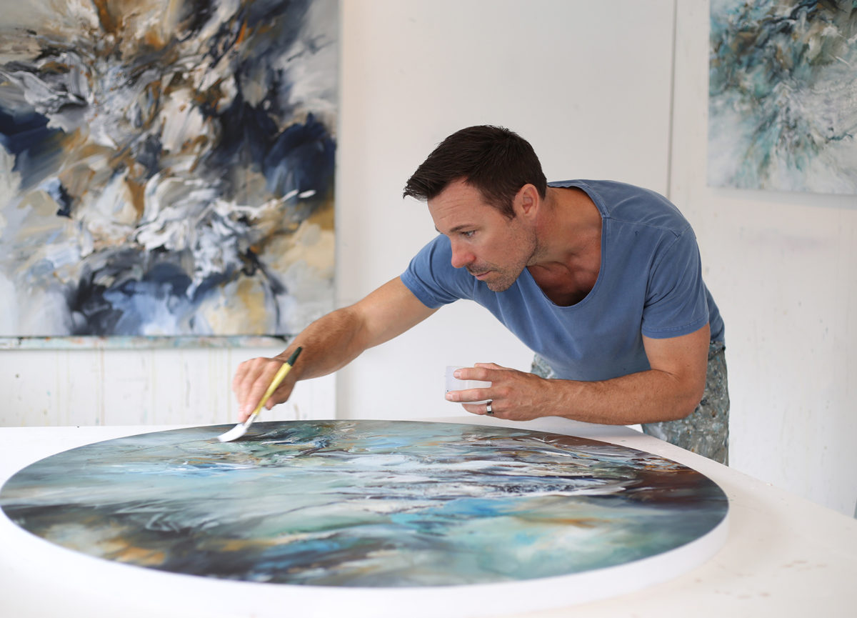 Abstract artist Tim Jones in his studio ahead of his solo exhibition at Parnell Gallery Auckland NZ