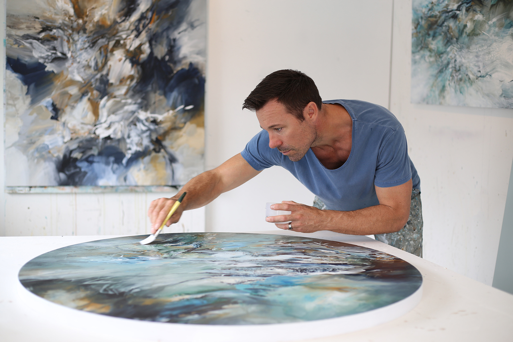 Abstract artist Tim Jones in his studio ahead of his solo exhibition at Parnell Gallery Auckland NZ