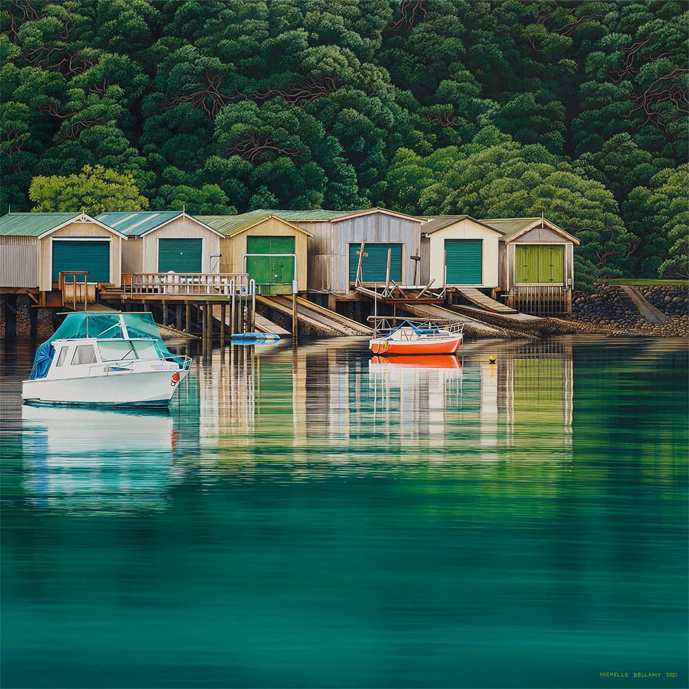 Lull of the Tide Orakei limited edition giclee print for sale by New Zealand artist Michelle Bellamy