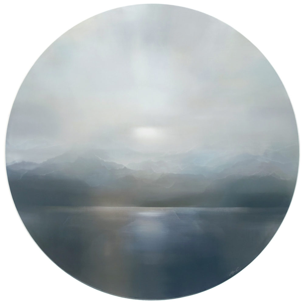 Veiling Sun original abstracted landscape painting by renowned NZ artist Greer Clayton at Parnell Gallery Auckland NZ