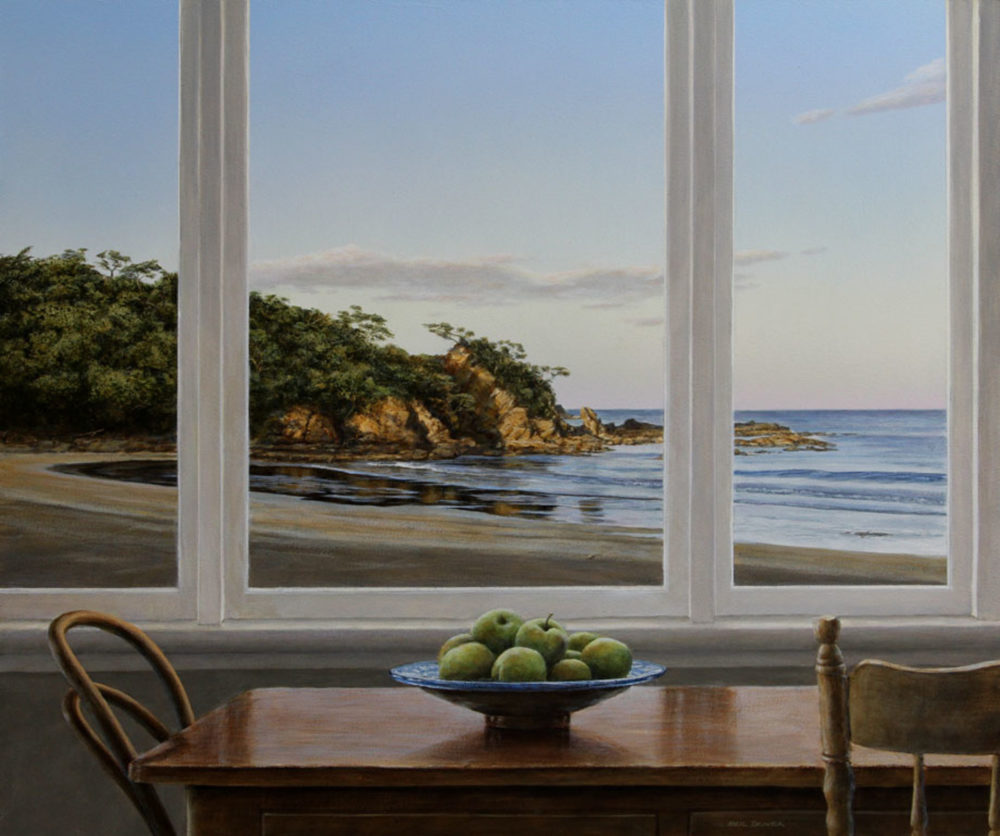 Neil Driver Seaside Window original acrylic on board painting at Parnell Gallery Auckland NZ