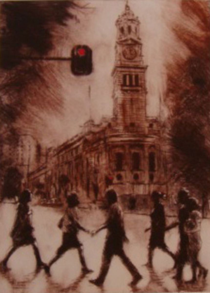 Philip Beadle Town Hall, Auckland limited edition Drypoint Etching at Parnell Gallery Auckland NZ