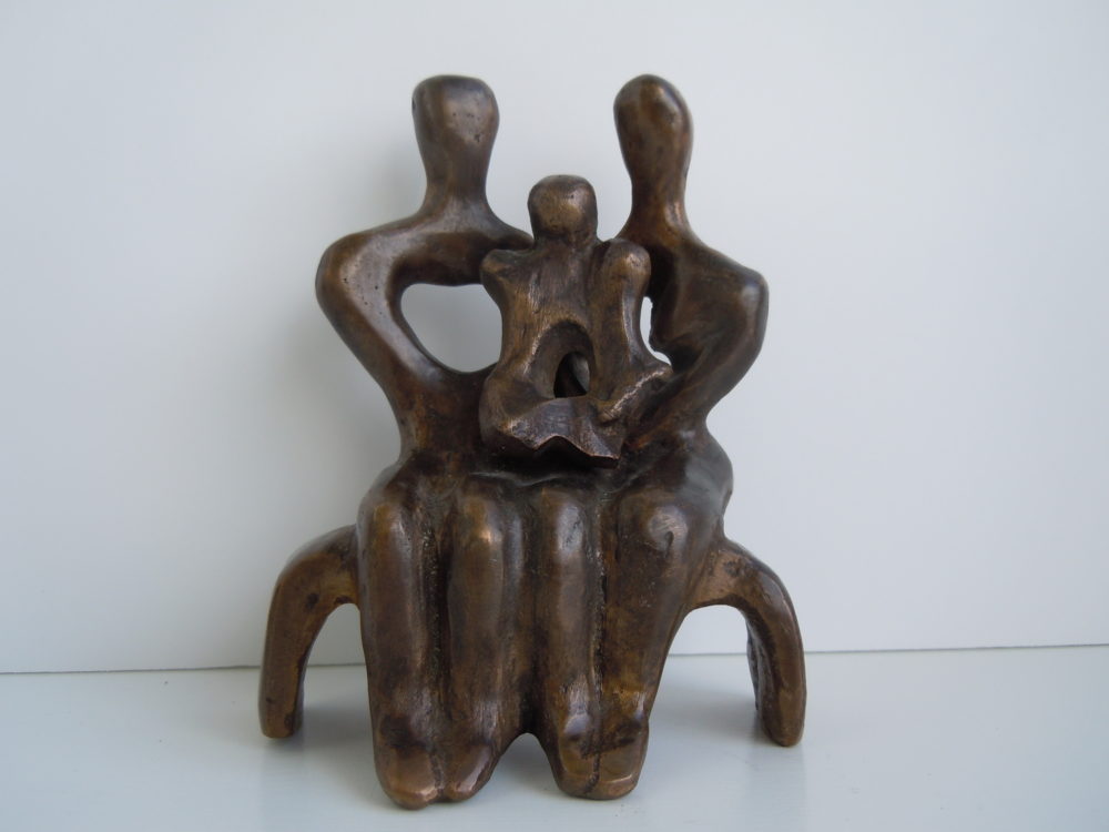 Alfred Hassencamp Family on Bench III bronze sculpture at Parnell Gallery Auckland NZ