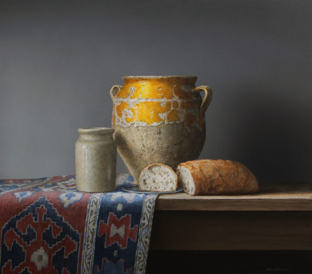 Neil Driver Bread & Confit Pot original acrylic on board painting at Parnell Gallery Auckland NZ