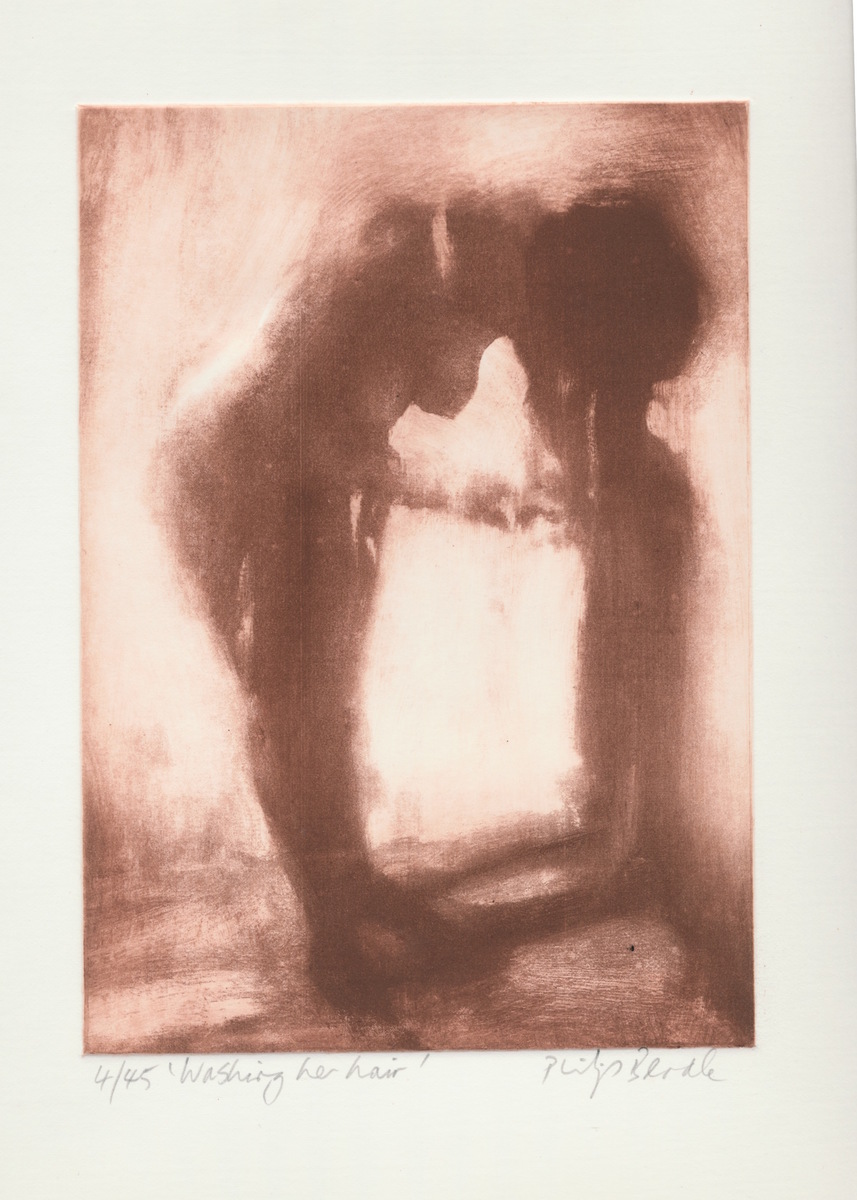Philip Beadle Washing her hair limited edition nude Solar Etching at Parnell Gallery Auckland NZ