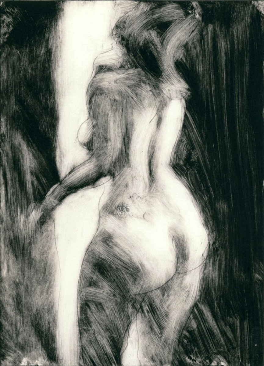 Philip Beadle Woman with a Towel limited edition nude Drypoint Etching at Parnell Gallery Auckland NZ