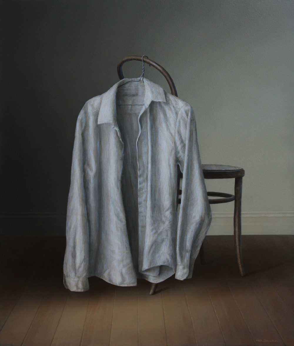Neil Driver Shirt on Wire Hanger original acrylic on board painting at Parnell Gallery Auckland NZ