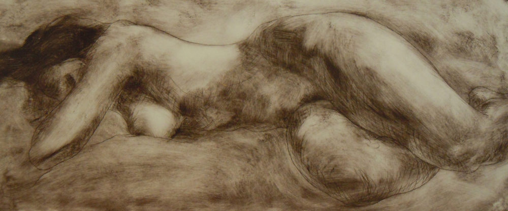 Philip Beadle Asleep limited edition nude Drypoint Etching at Parnell Gallery Auckland NZ
