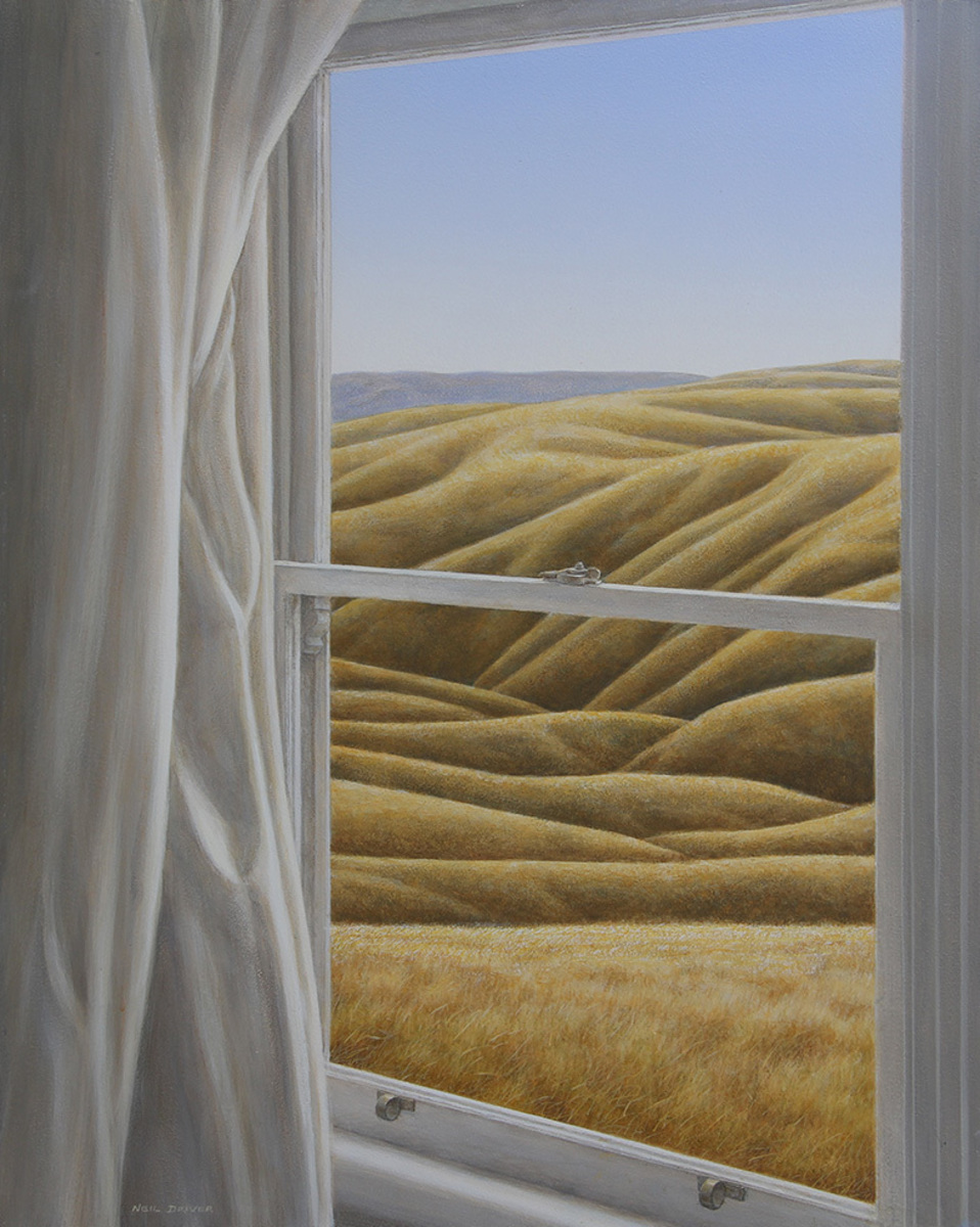 Neil Driver Window to the Hills original acrylic on board painting at Parnell Gallery Auckland NZ