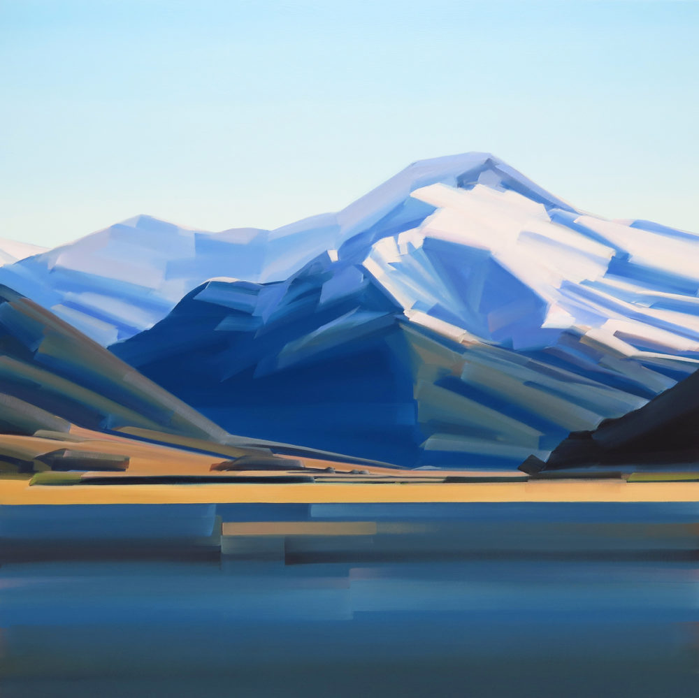 Caroline Bellamy, First Light at Dawn Hopkins Valley original New Zealand landscape painting at Parnell Gallery Auckland NZ
