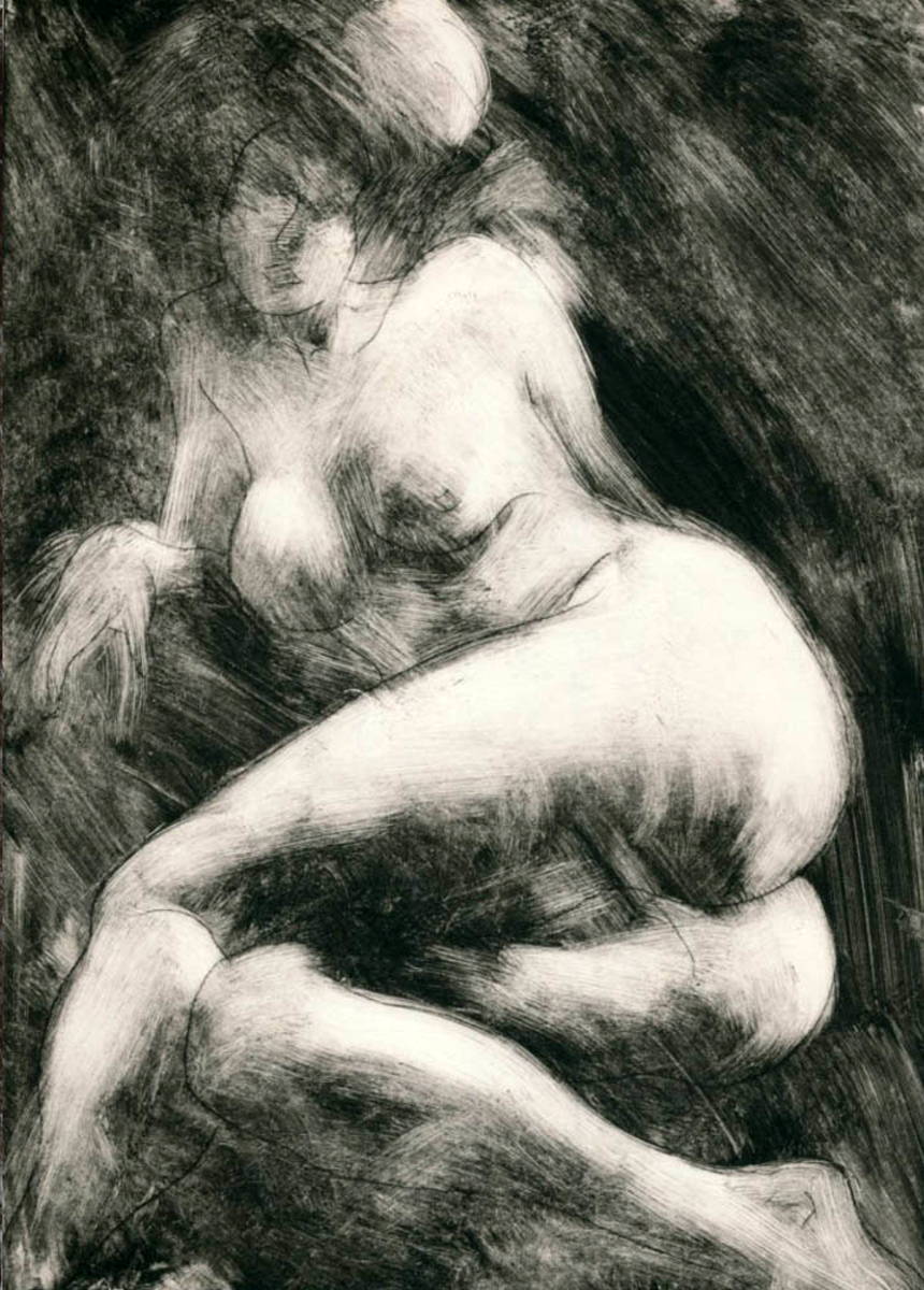 Philip Beadle Female Nude Study limited edition nude Drypoint Etching at Parnell Gallery Auckland NZ