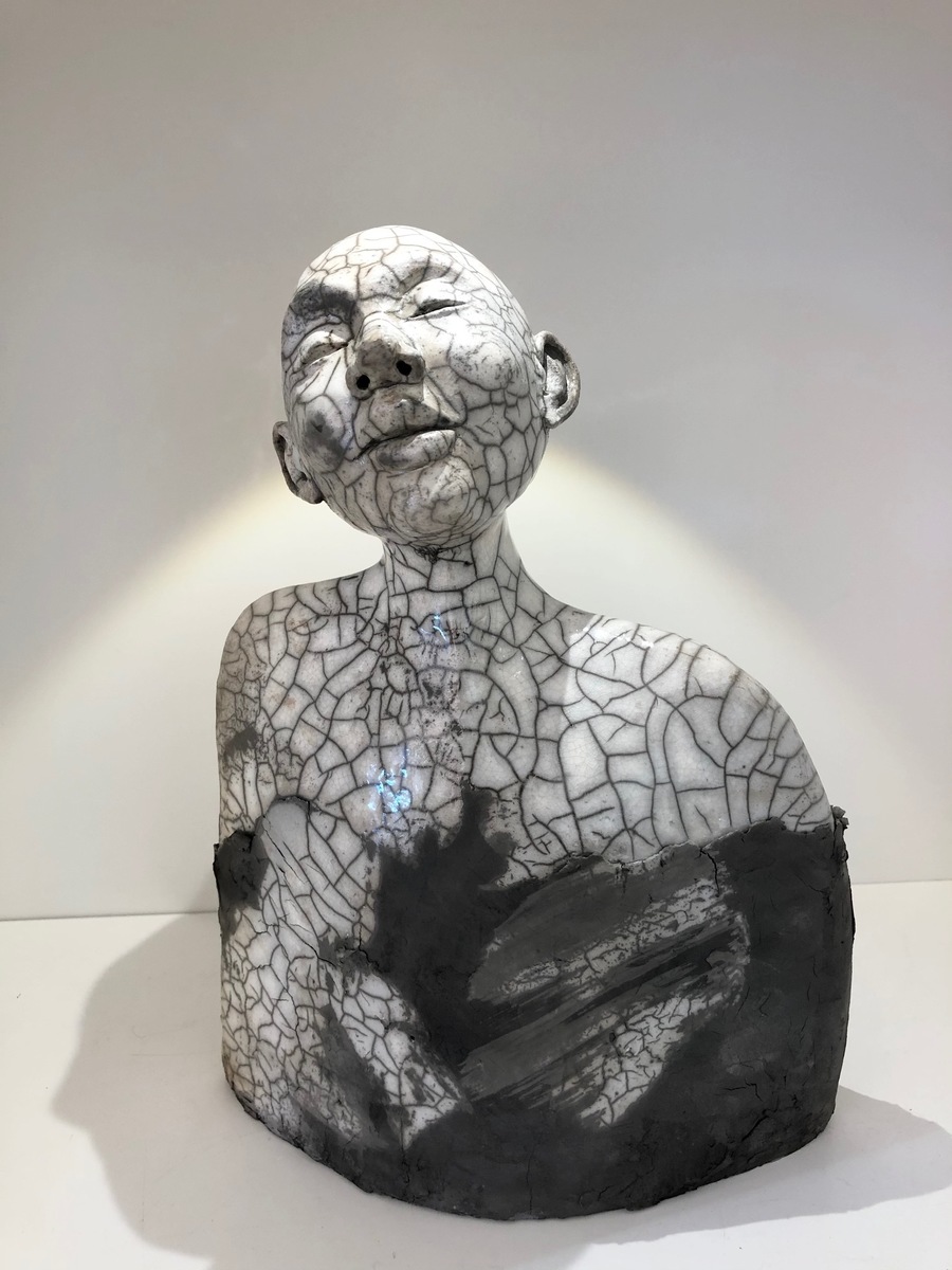 Wilhelmiina Drummond Earth Empress ceramic raku fired sculpture at Parnell Gallery Auckland NZ