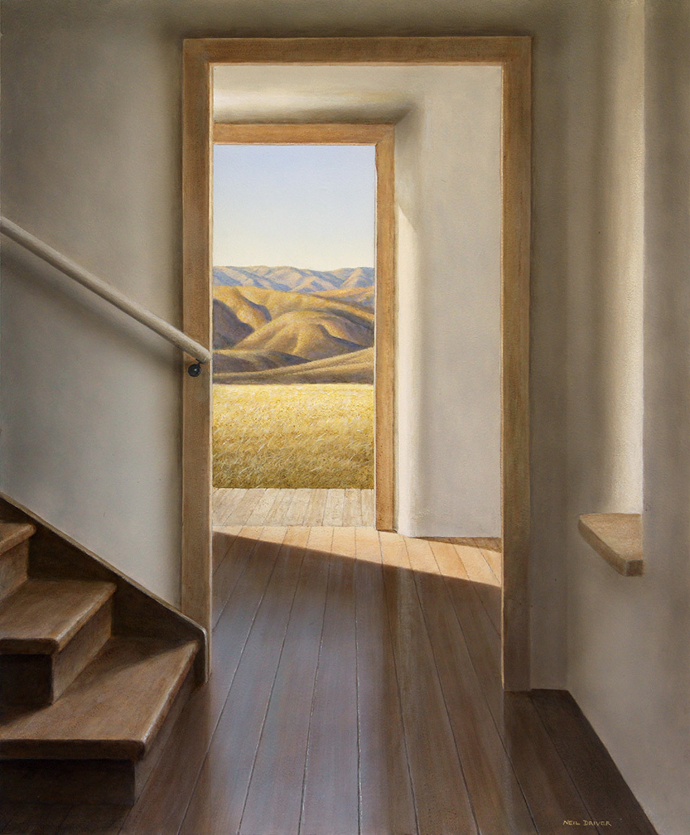 Neil Driver Open Doors to Hills original acrylic on board painting at Parnell Gallery Auckland NZ