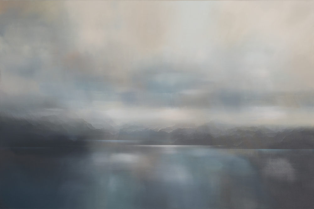 Sail Away original abstracted landscape painting by renowned NZ artist Greer Clayton at Parnell Gallery Auckland NZ
