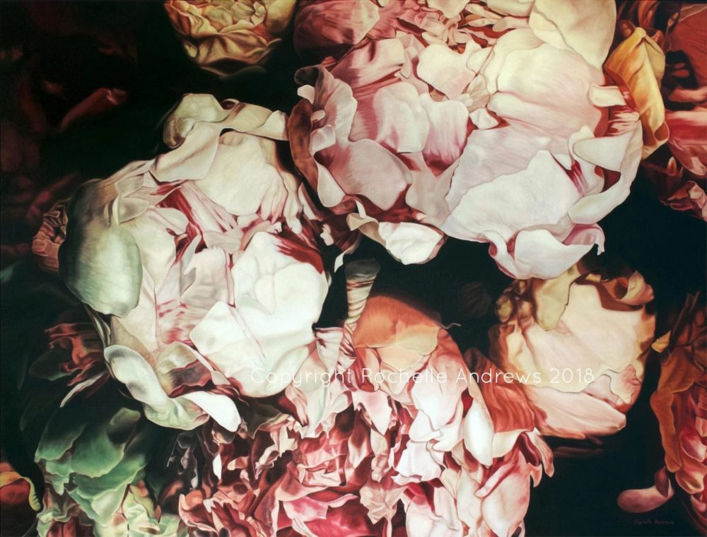 Rochelle Andrews The Unveiling limited edition giclee floral print at Parnell Gallery Auckland NZ