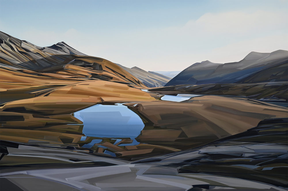 Caroline Bellamy, Evening Light at Wye Creek original New Zealand landscape painting at Parnell Gallery Auckland NZ