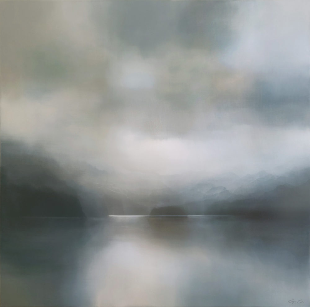 Drift original abstracted landscape painting by renowned NZ artist Greer Clayton at Parnell Gallery Auckland NZ