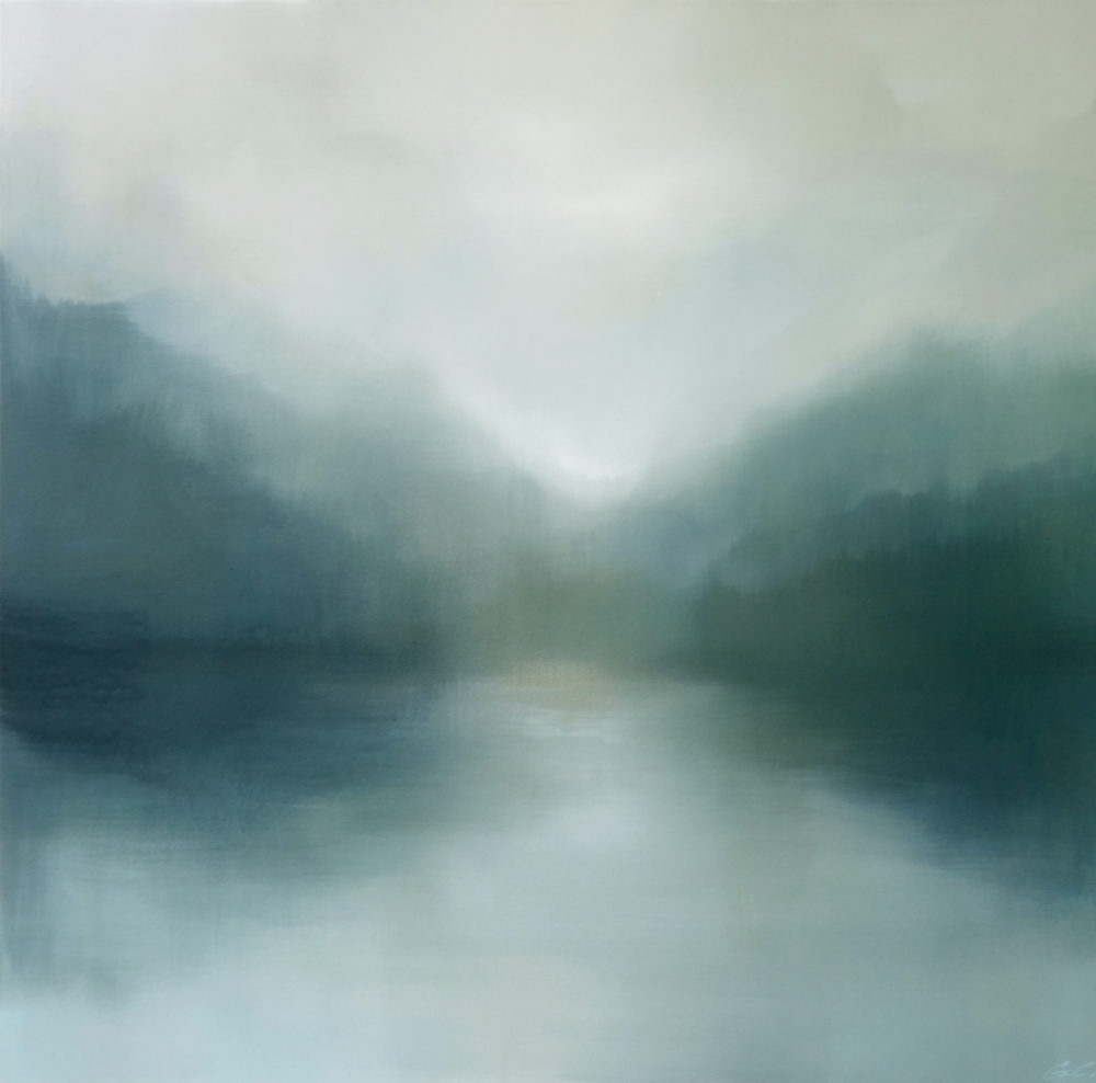 Mountain Shadow original abstracted landscape painting by renowned NZ artist Greer Clayton at Parnell Gallery Auckland NZ