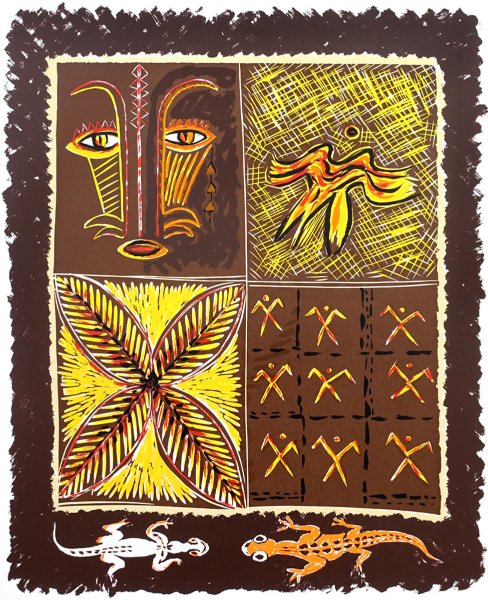 Fatu Feu'u Peleina limited edition Woodcut print at Parnell Gallery Auckland NZ