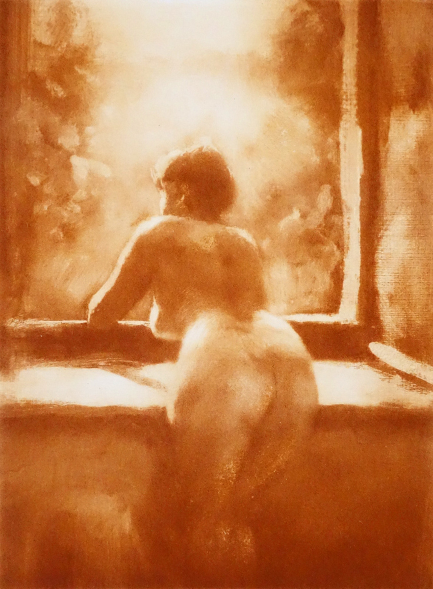 Philip Beadle Nude at the Window limited edition nude etching at Parnell Gallery Auckland NZ
