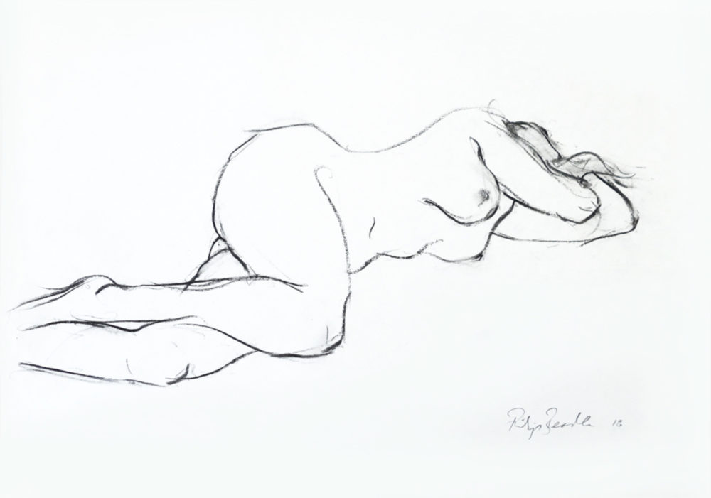 Philip Beadle Nude Sketch 2 limited edition nude Charcoal on Paper at Parnell Gallery Auckland NZ
