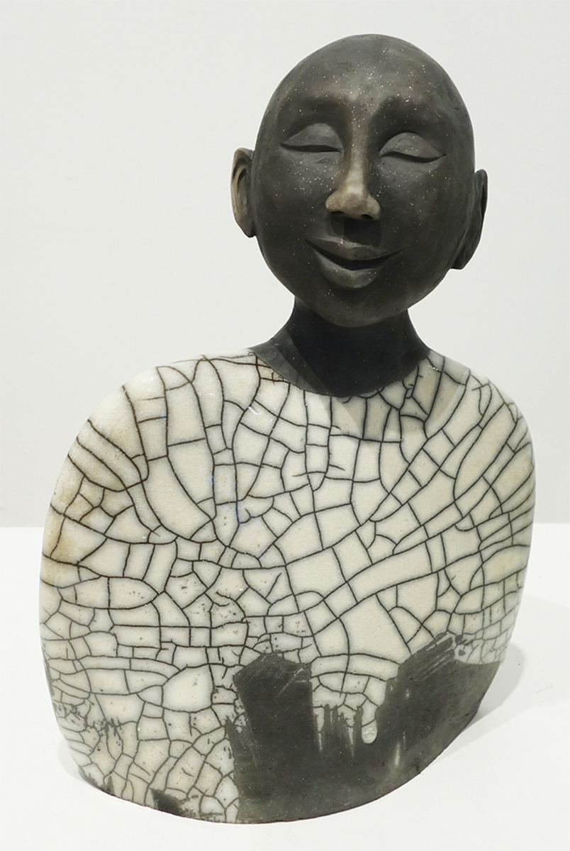 Wilhelmiina Drummond The Monk ceramic raku fired sculpture at Parnell Gallery Auckland NZ
