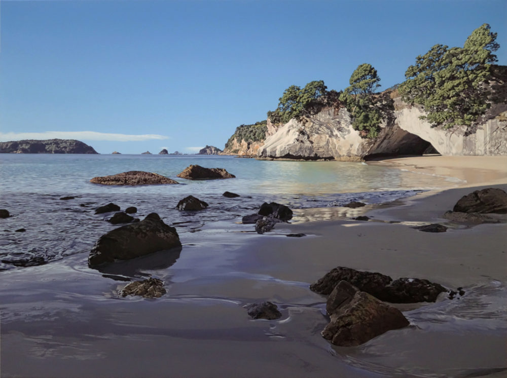 Matt Payne Cathedral Cove - Rocks in Shadow Parnell Gallery Auckland NZ