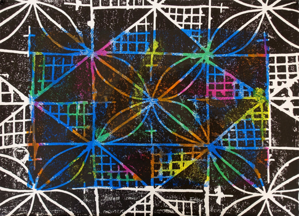 Fatu Feu'u Hinemoa Springs limited edition Woodcut print at Parnell Gallery Auckland NZ