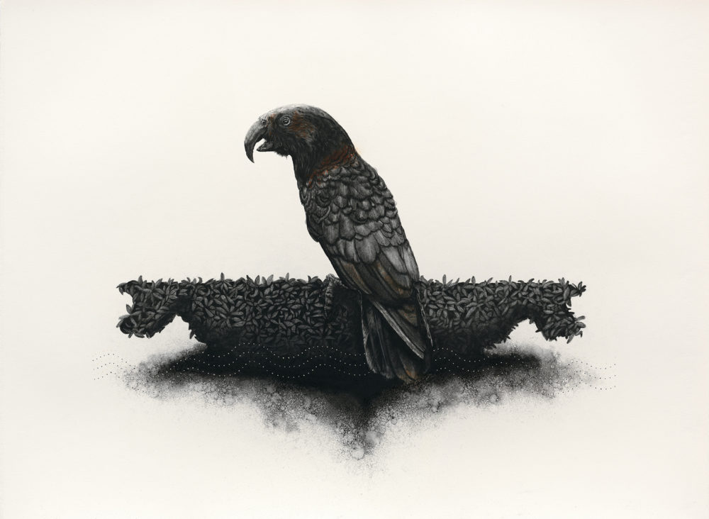 Gareth Barlow The Kaka Crossroad original painting at Parnell Gallery Auckland NZ