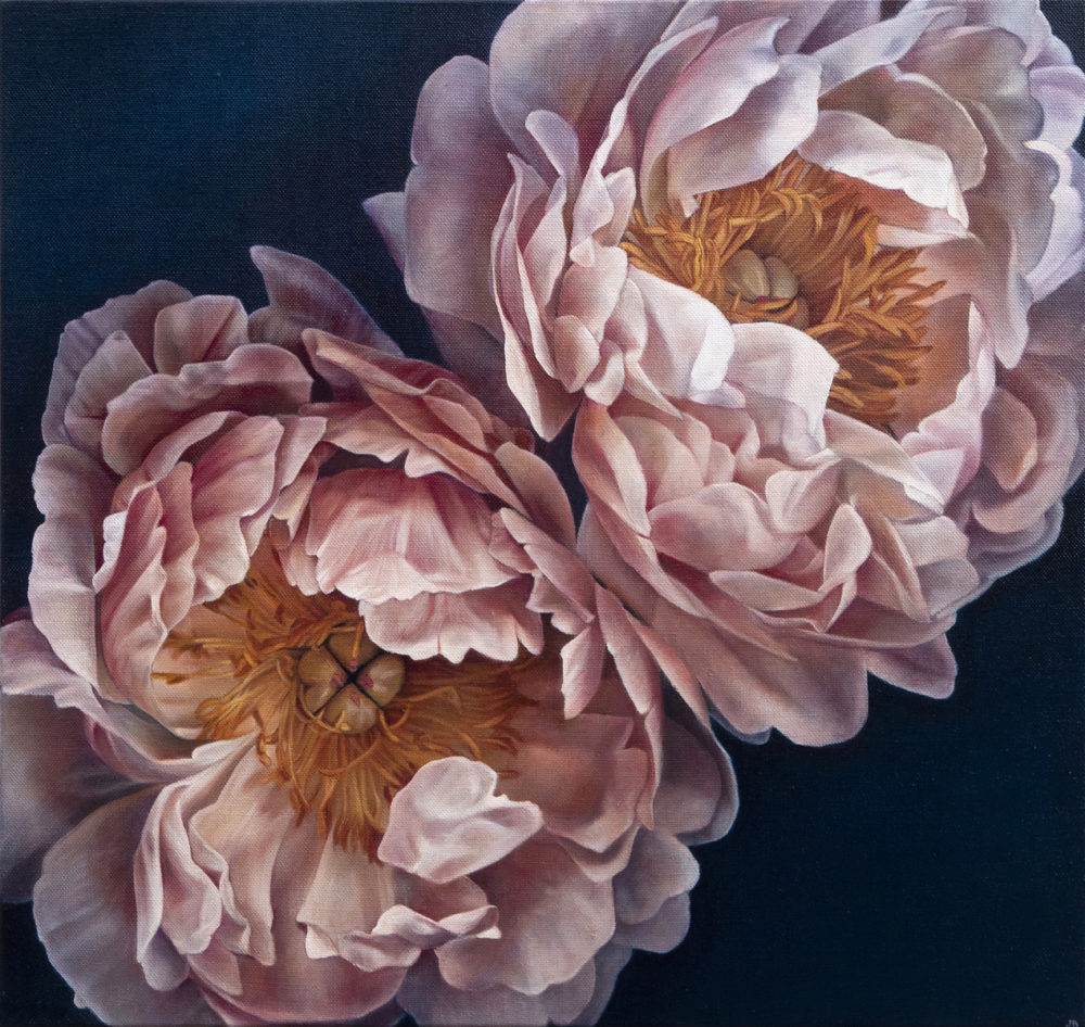 Julie Battisti, The Twins original floral painting at Parnell Gallery Auckland NZ