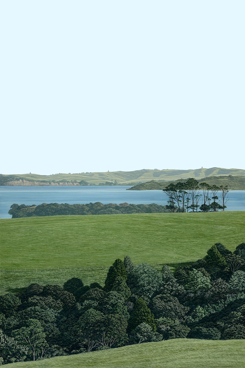 Sara Langdon New Ground limited edition fine art print of Hauraki Gulf islands Motutapu, Motuihe, Motukaraka Islands at Parnell Gallery Auckland NZ