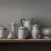 Neil Driver White Enamel & Three Plums original acrylic on board painting at Parnell Gallery Auckland NZ