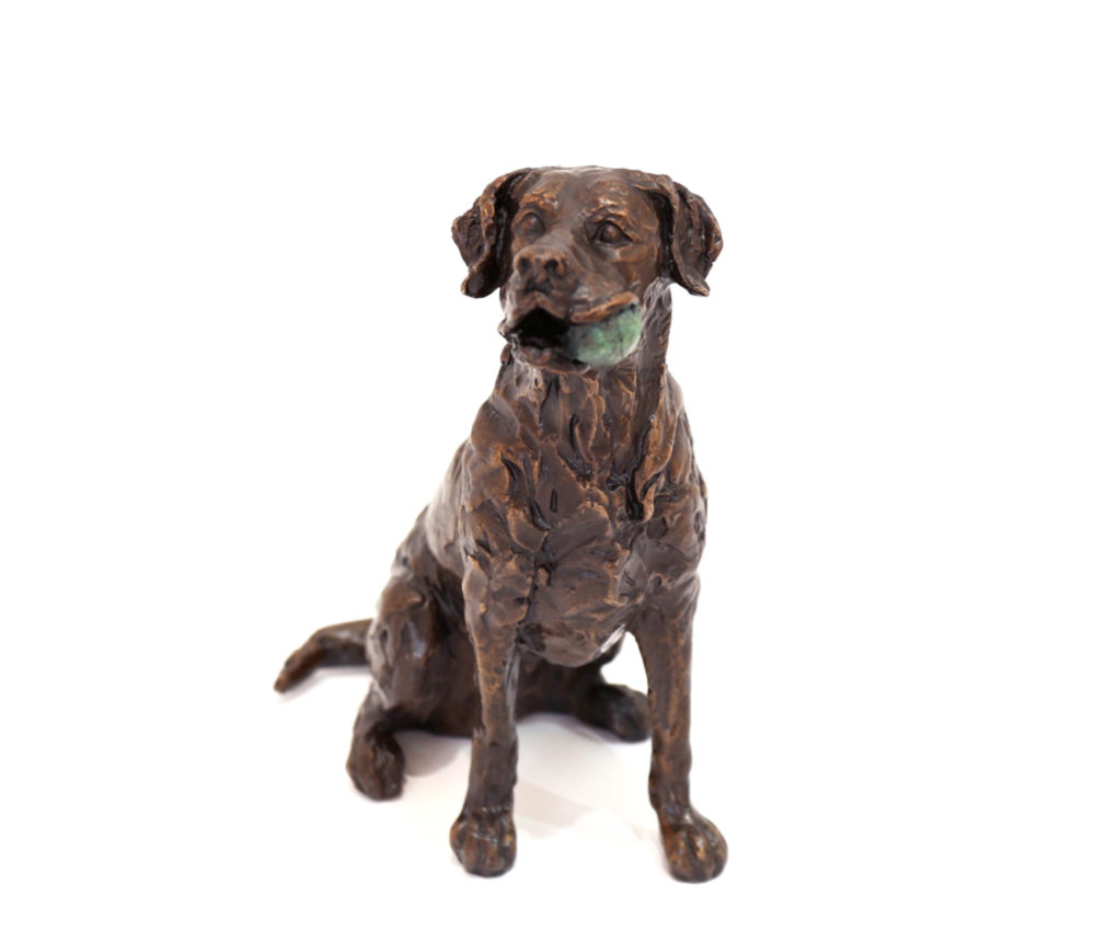 Richard Wells Fetch bronze labrador dog sculpture with ball Parnell Gallery Auckland NZ