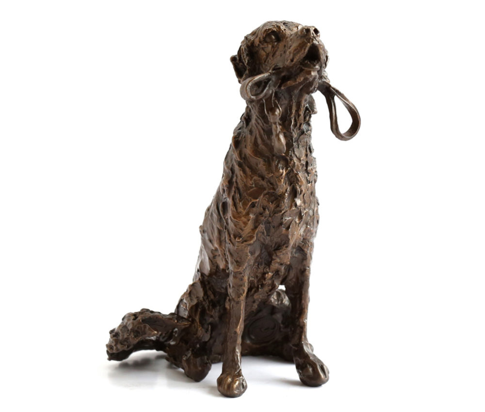 Richard Wells bronze golden retriever dog sculpture called Ready? Parnell Gallery Auckland NZ