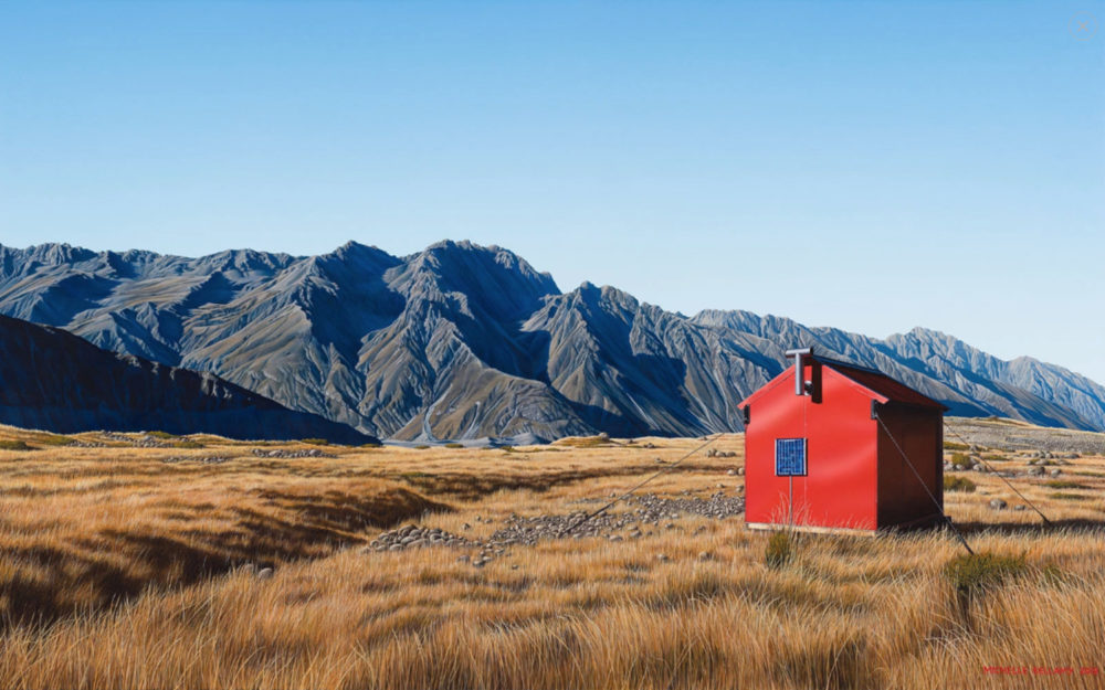 Michelle Bellamy Ball Hut Alone, Tasman Glacier limited edition fine art landscape print at Parnell Gallery Auckland NZ