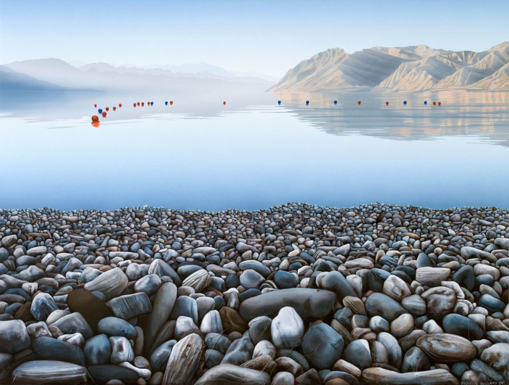 Michelle Bellamy Buoys Lake Hawea limited edition fine art New Zealand landscape print at Parnell Gallery Auckland NZ