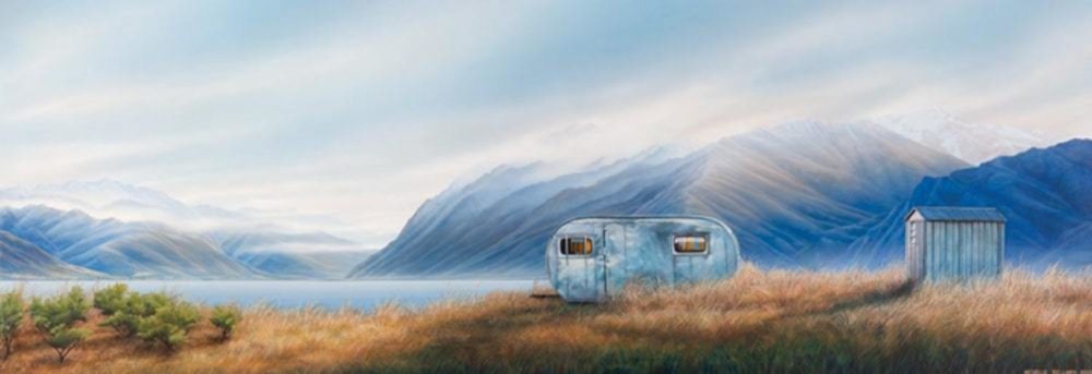 Michelle Bellamy Hawea Holiday limited edition fine art New Zealand landscape print at Parnell Gallery Auckland NZ