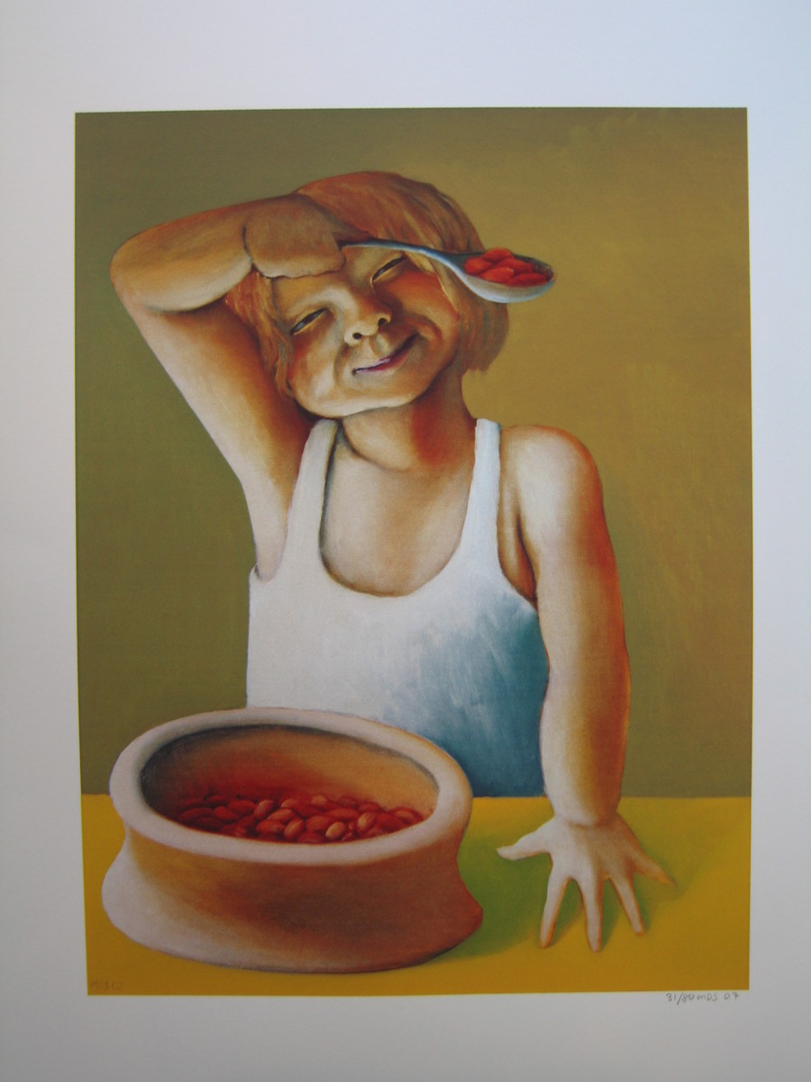 Michael Smither Sarah with Baked Beans limited edition fine art print at Parnell Gallery Auckland NZ
