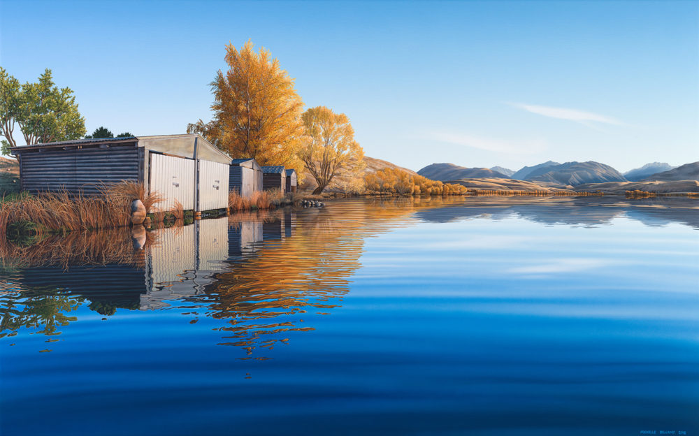 Michelle Bellamy Autumn Solace, Lake Alexandrina limited edition fine art New Zealand landscape print at Parnell Gallery Auckland NZ