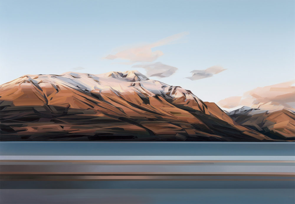 Caroline Bellamy, First Light at the Lake, Lake Wakatipu, New Zealand original New Zealand landscape painting at Parnell Gallery Auckland NZ