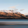 Caroline Bellamy, First Light at the Lake, Lake Wakatipu, New Zealand original New Zealand landscape painting at Parnell Gallery Auckland NZ