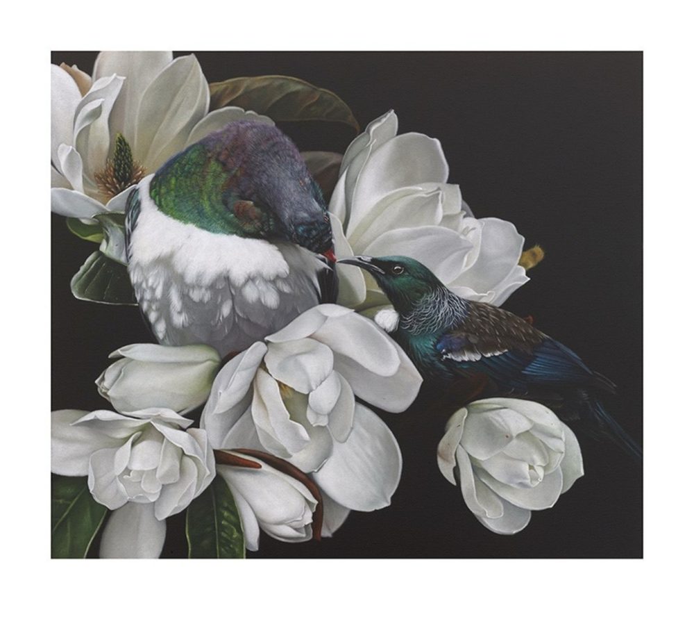 Jane Crisp Harmony limited edition contemporary bird print at Parnell Gallery Auckland NZ