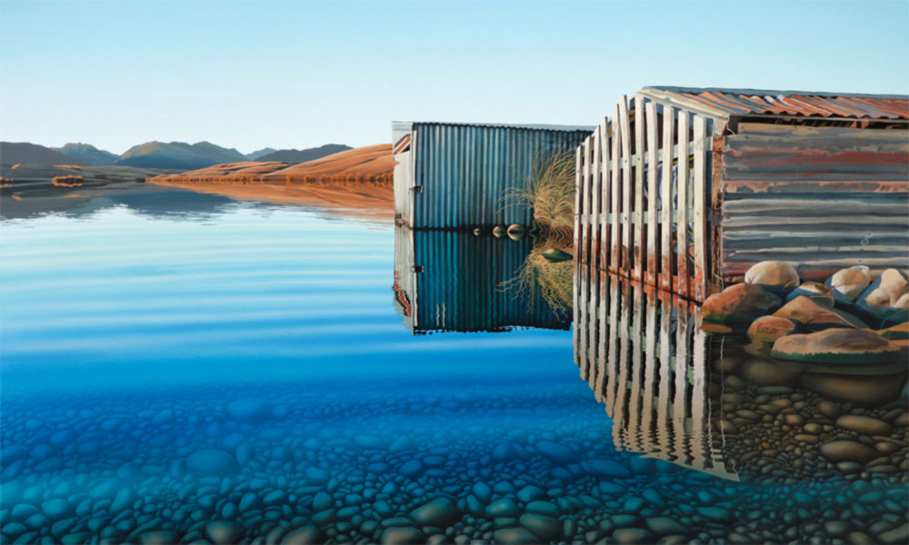 Michelle Bellamy Lake Alexandrina Reflections limited edition fine art New Zealand landscape print at Parnell Gallery Auckland NZ