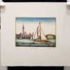 Mary Taylor Auckland Yachts hand coloured NZ landscape etching limited edition print at Parnell Gallery Auckland NZ