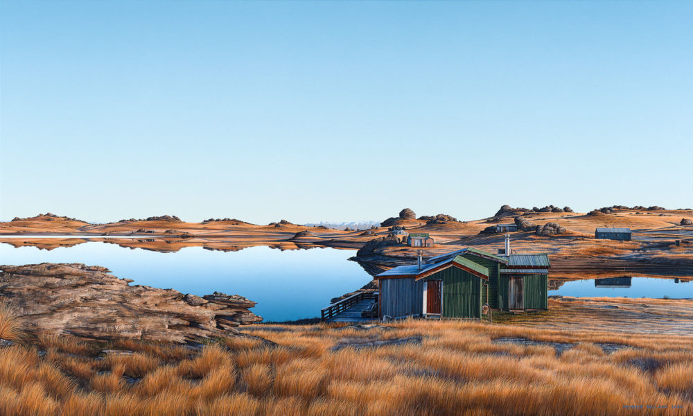 Michelle Bellamy Dunstan Mountains Beyond Poolburn Dam, Central Otago limited edition fine art Otago landscape print at Parnell Gallery Auckland NZ
