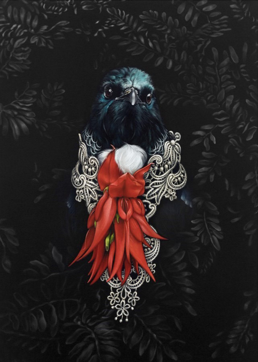 Jane Crisp He of the Kakabeak Tree limited edition contemporary bird print at Parnell Gallery Auckland NZ