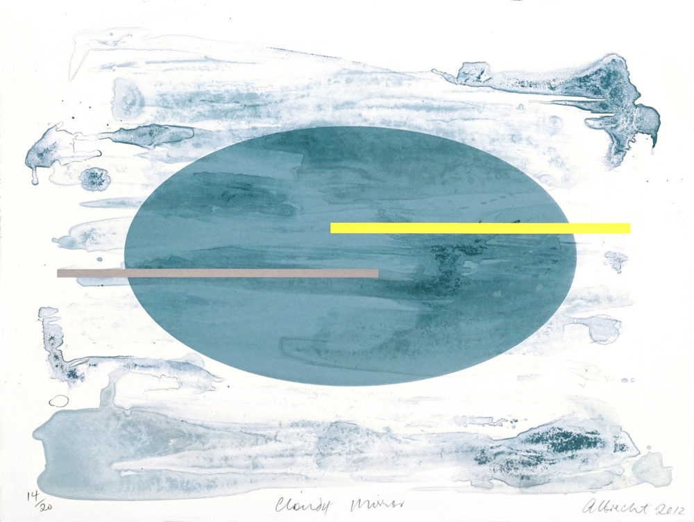 Gretchen Albrecht Cloudy Mirror limited edition abstract expressionist Lithograph with chine colle at Parnell Gallery Auckland NZ
